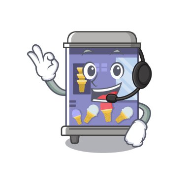 Kulaklık dondurma otomat ile bir karakter