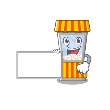 Kurulu patlamış mısır otomat karikatür izole maskot ile