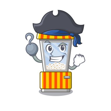 Korsan patlamış mısır otomat karikatür izole maskot