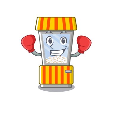 Boks patlamış mısır otomat karikatür izole maskot