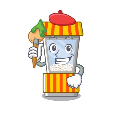 Sanatçı patlamış mısır otomat karikatür izole maskot
