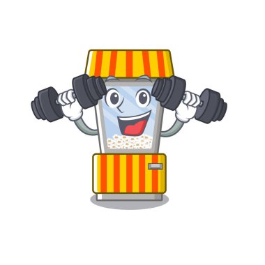 Fitness patlamış mısır otomat karikatür izole maskot