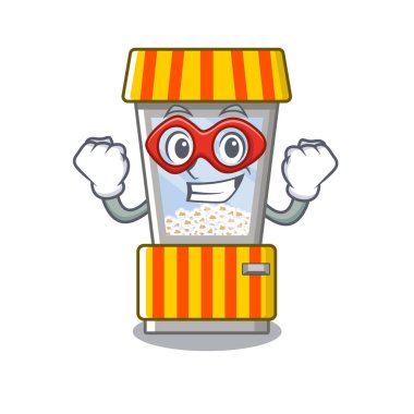 Bir karakter süper kahraman patlamış mısır otomat