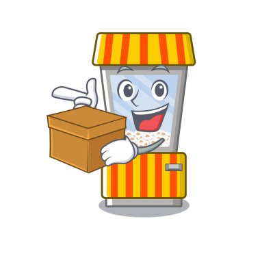 Bir karakter kutu patlamış mısır otomat ile