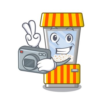 Fotoğrafçı patlamış mısır otomat karikatür oluşur