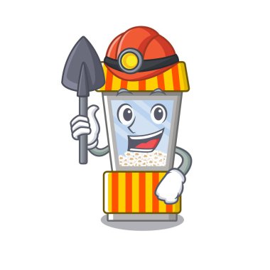 Madenci patlamış mısır otomat karikatür oluşur