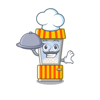 Gıda patlamış mısır otomat ile Şef karikatür oluşur