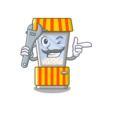 Maskot şeklinde mekanik patlamış mısır otomat