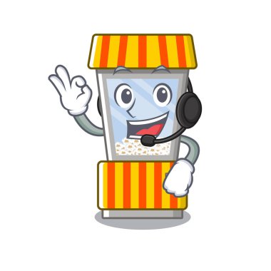 Maskot şeklinde kulaklık patlamış mısır otomat ile