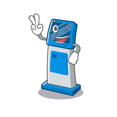 Karikatür şeklinde iki parmak bilgi dijital kiosk