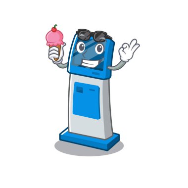 Karikatür şeklinde dondurma bilgi dijital kiosk ile