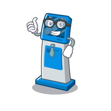 Karikatür şeklinde işadamı bilgi dijital kiosk