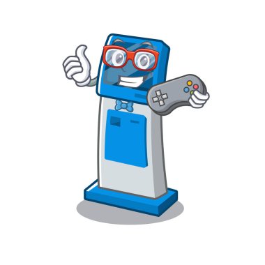 Maskot izole oyuncu bilgileri dijital kiosk