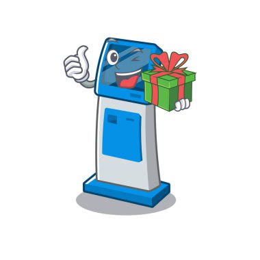 Hediye bilgileri ile dijital kiosk maskot izole