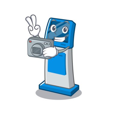 Fotoğrafçı bilgileri dijital kiosk maskot izole