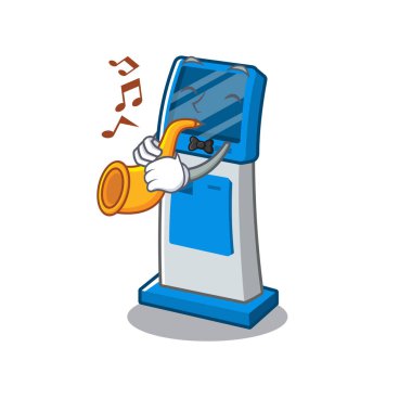 Trompet bilgileri dijital kiosk maskot izole ile