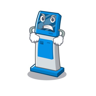 Kızgın bilgi dijital kiosk maskot izole