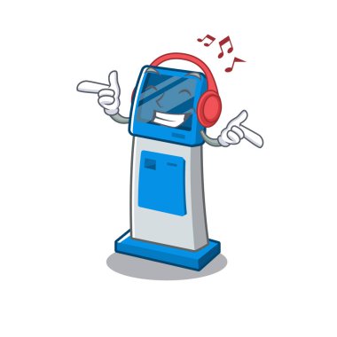 Dinleme müzik bilgileri dijital kiosk maskot izole