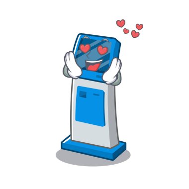 Aşk bilgi dijital kiosk maskot izole