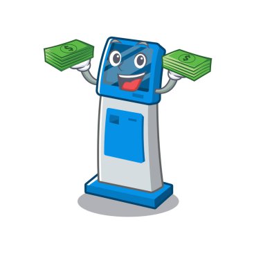 Para çantası bilgileri dijital kiosk maskot izole ile