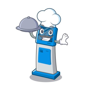 Gıda bilgileri dijital kiosk maskot izole ile Şef