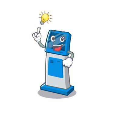 Masanın yanında bir fikir dijital bilgi karikatür kiosk var