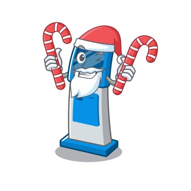 Tabloyanında şeker dijital bilgi karikatür kiosk ile Santa