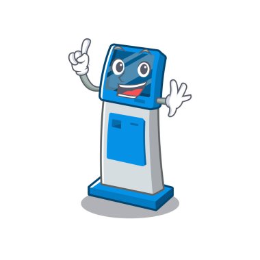 Tablonun yanındaki parmak dijital bilgi karikatür kiosk