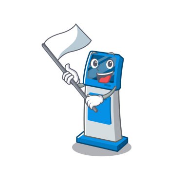 Tablonun yanında bayrak dijital bilgi karikatür kiosk ile