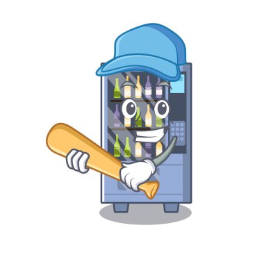 Karakter masasında beyzbol karikatür şarap otomat oynamak