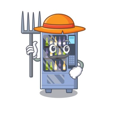 Karakter masasında Çiftçi karikatür şarap otomat