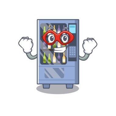 Bir maskot süper kahraman şarap otomat