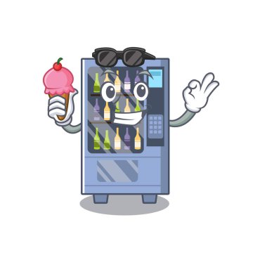 Bir maskot üzerinde dondurma şarap otomat ile