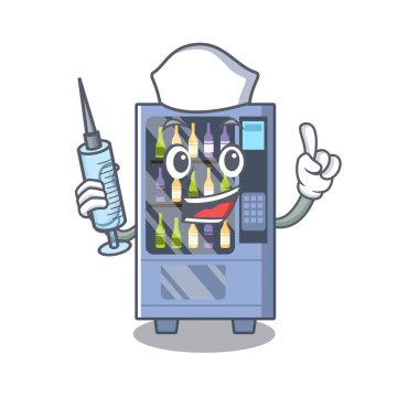 Bir maskot hemşire şarap otomat