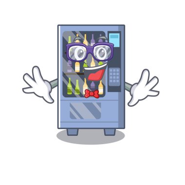 Bir maskot üzerinde Geek şarap otomat