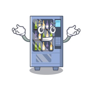 Bir maskot üzerinde sırıtan şarap otomat