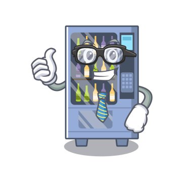 Bir maskot üzerinde işadamı şarap otomat