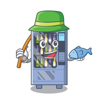 Balıkçılık şarap otomat karakteri ile izole