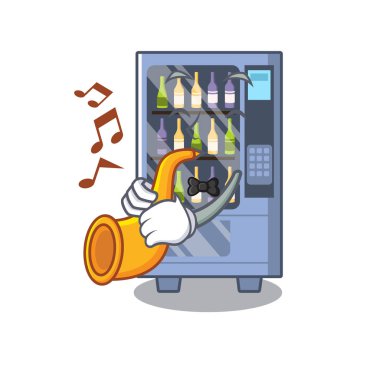 Trompet şarap otomat karakteri ile izole ile