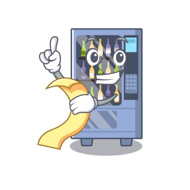 Karakter ile izole menü şarap otomat ile