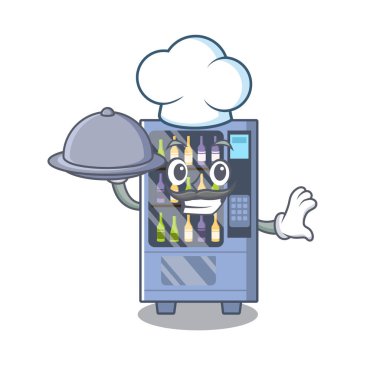 Karakter ile izole gıda şarap otomat ile Şef