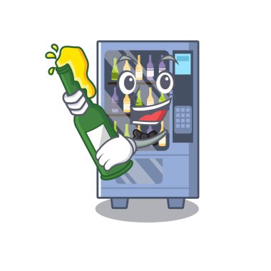 Bira şarap otomat maskot şeklinde karakter ile