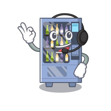 Kulaklık şarap otomat maskot şeklinde karakter ile