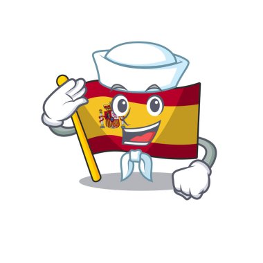 Denizci karakter İspanya bayrakları karikatürler ile oluşturulan