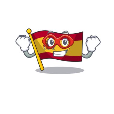Süper kahraman karakter İspanya bayrağı karikatür çekmece saklanır