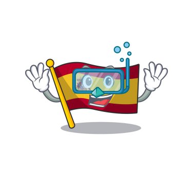 Dalış karakteri İspanya bayrağı karikatür çekmece saklanır