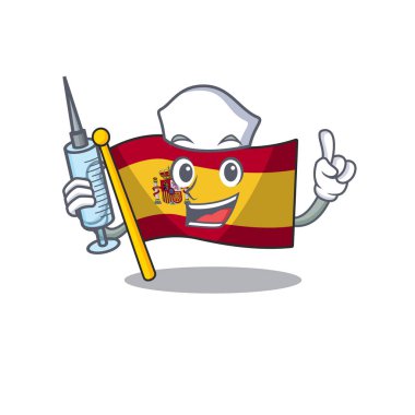 Hemşire karakter İspanya bayrağı karikatür çekmece saklanır
