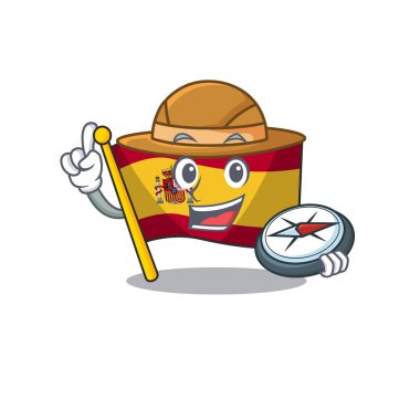 Kaşif bayrağı İspanya karikatür izole