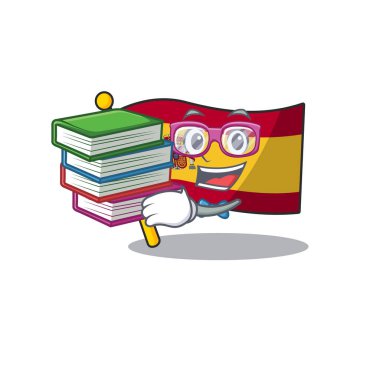 Maskot şeklinde kitap bayrağı İspanya ile Öğrenci