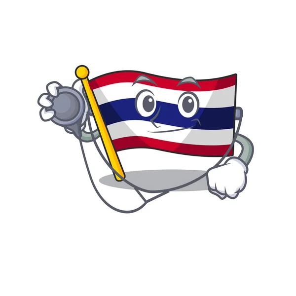 Drapeau médecin thailand dessin animé sur mascotte en forme — Image vectorielle